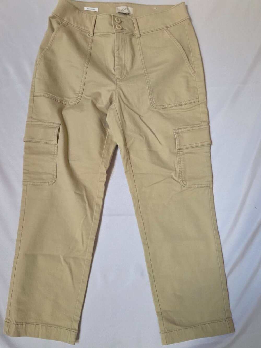 LOFT Straight Crop Cargo Pants 🤎 Khaki, Size 6